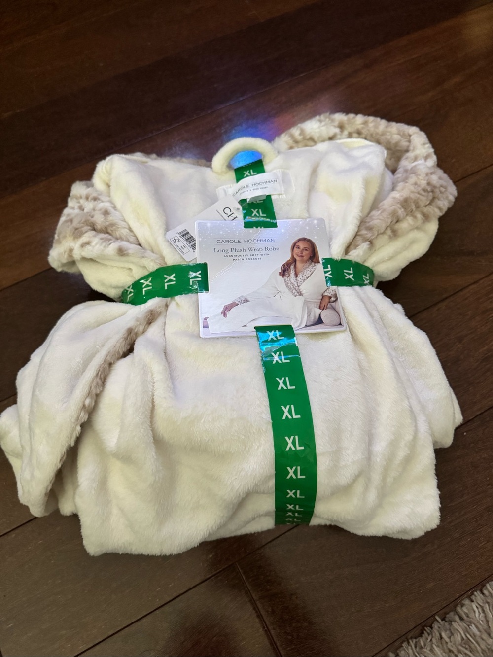 Midnight by Carole Hochman Plush Hooded Wrap Robe - Cream